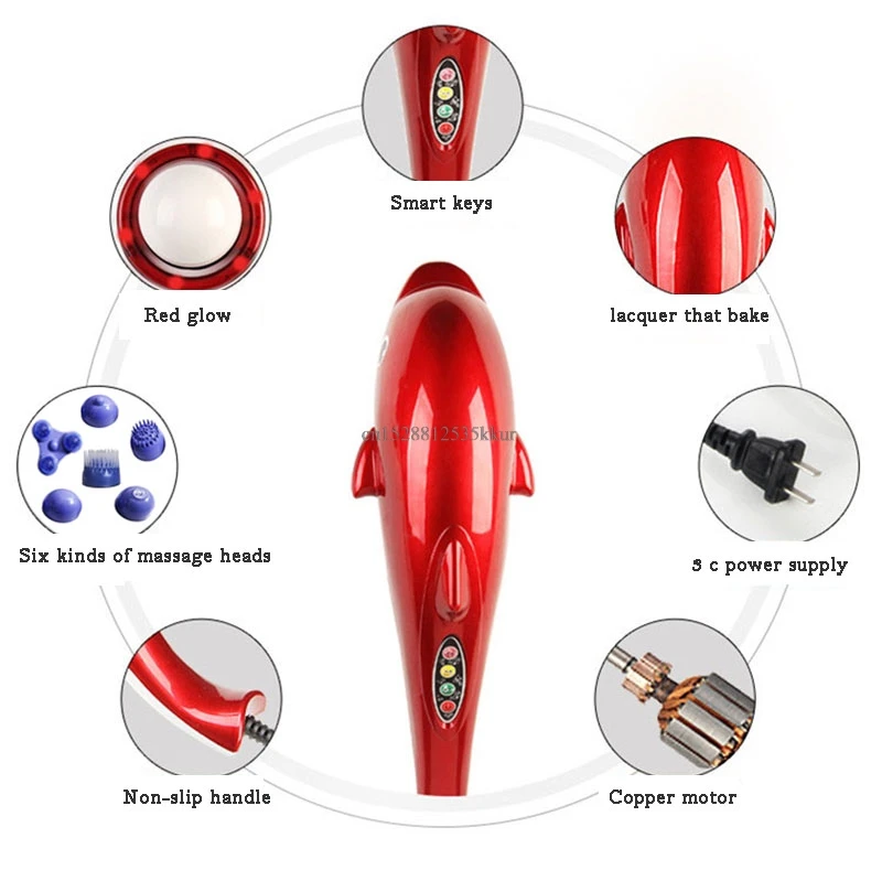 Электрический бриллиантовый молоток для массажа спины, Вибрационный инфракрасный ролик для тела, массажер для шейного отдела позвоночника от AliExpress RU&CIS NEW