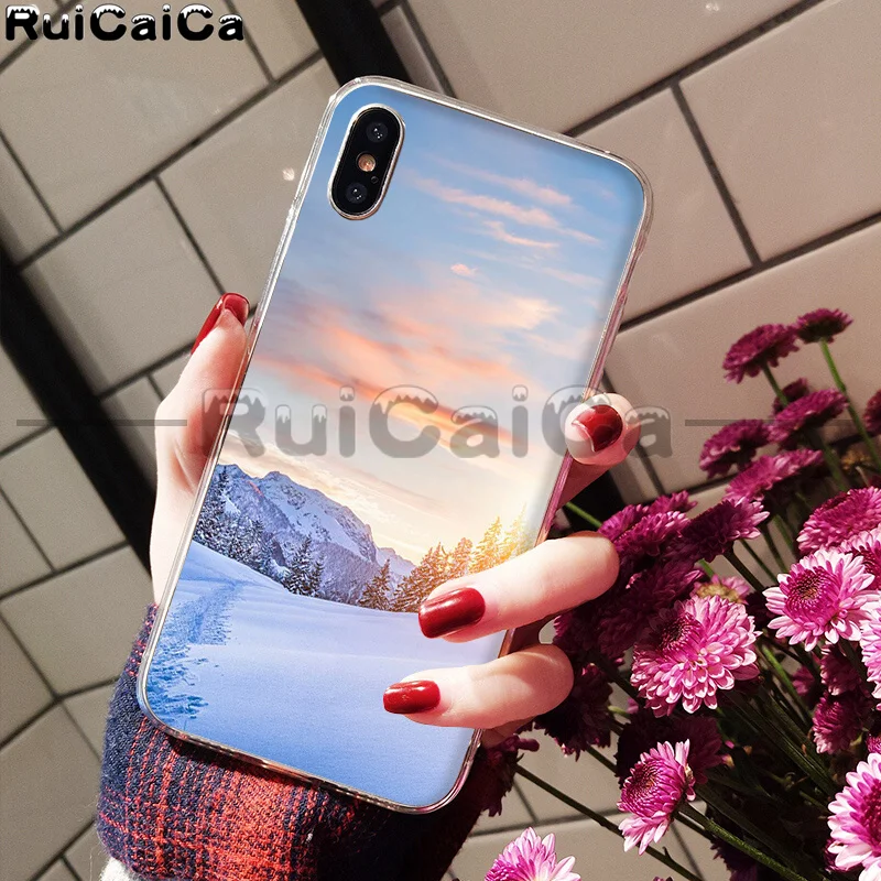 A6 RuiCaiCa зимний Снежный горный Sceneary Мягкий ТПУ чехол для телефона Apple iPhone 8 7 6 6S Plus X XS MAX 5 5S SE XR сотовые телефоны - Цвет: A6