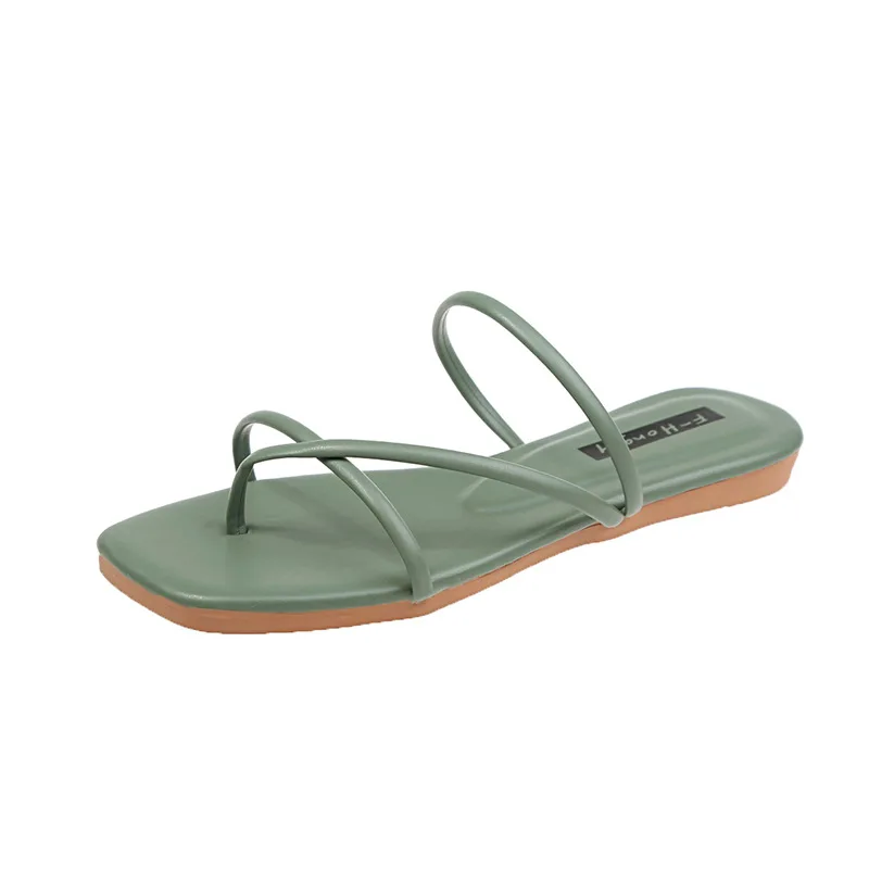 

Clip toe flop women's 2020 summer new net red slippers wear casual flat bottom flop flop