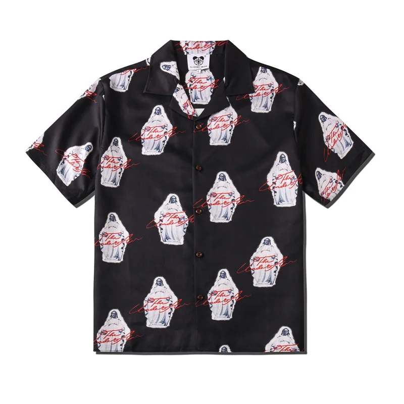 

2022 Summer New Men Hip Hop Street Print Shirt Lovers Fashion Short Sleeve Cool Thin Loose Hawaiian Beach Harajuku Lapel Shirts