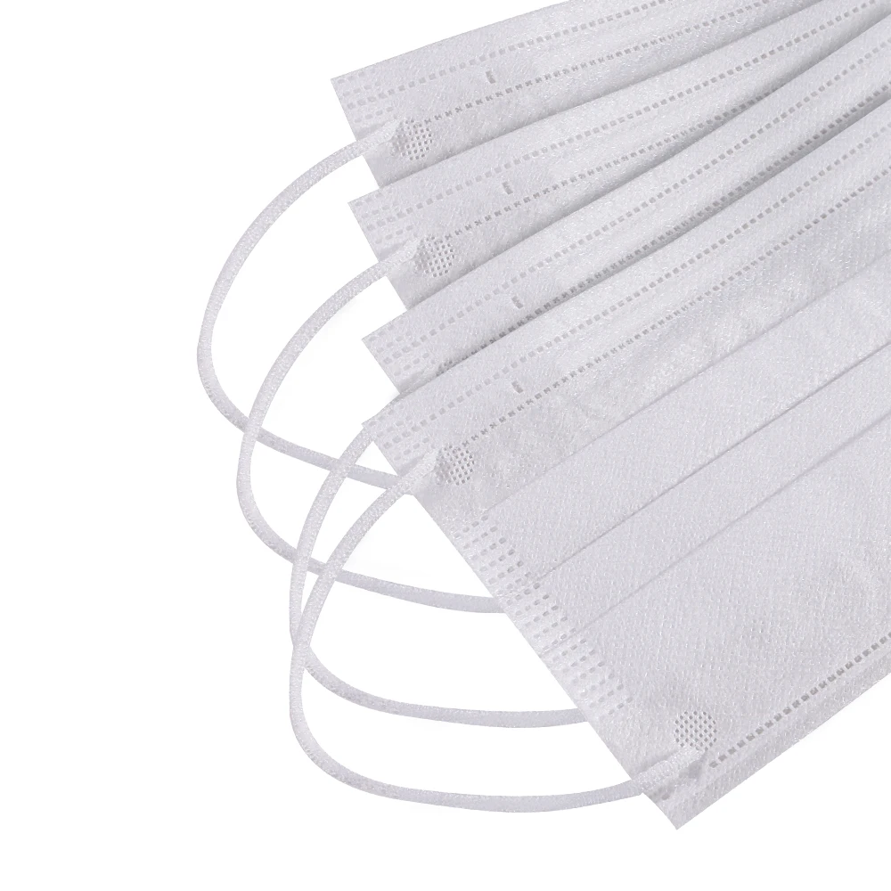 

Fast shipping 50PCS White Disposable 3 Layers Dustproof Mask respirator Face Masks Facial Protective Cover Masks