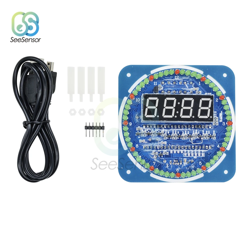 Вращающийся светодиодный цифровой дисплей DS1302 модуль будильника электронные