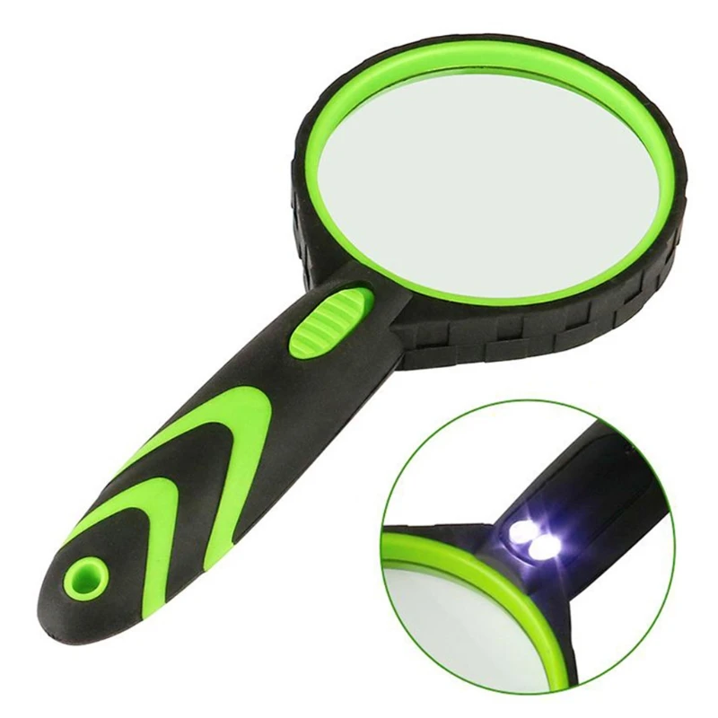 

Magnifying Glass 10X Handheld Reading Magnifier with LED Lights Rubber Handle Magnifying Lens
