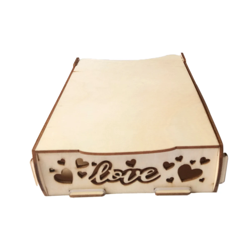Деревянная коробка для свадебных открыток ручной работы с выдолбленным