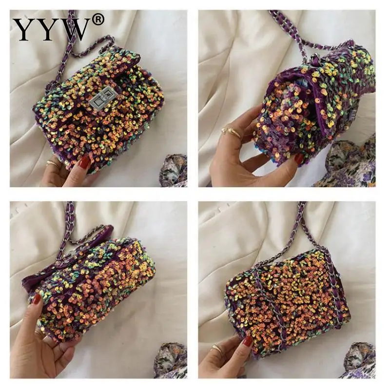 

sequined shoulder bag female chain crossbody bags with travel shopping purse handbag women 2021 fashion luxury clutch sac a main