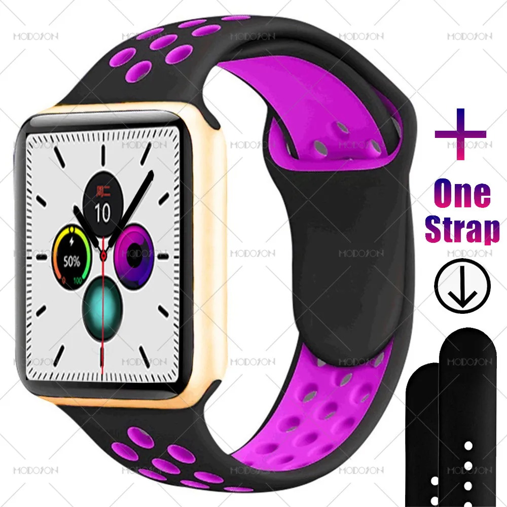 Gold Black Purple MODOSON, умные часы iwo 12, серия 5, 30, с циферблатом, пульсометр, умные часы, фитнес-трекер, часы для Apple iphone, Android - Цвет: Gold Black Purple