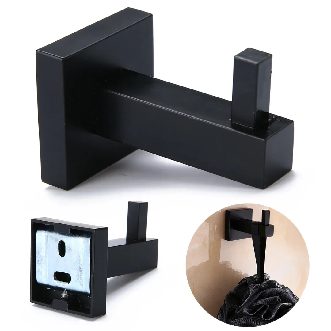 Черный квадратный крючок для полотенец настенный держатель туалетной щетки