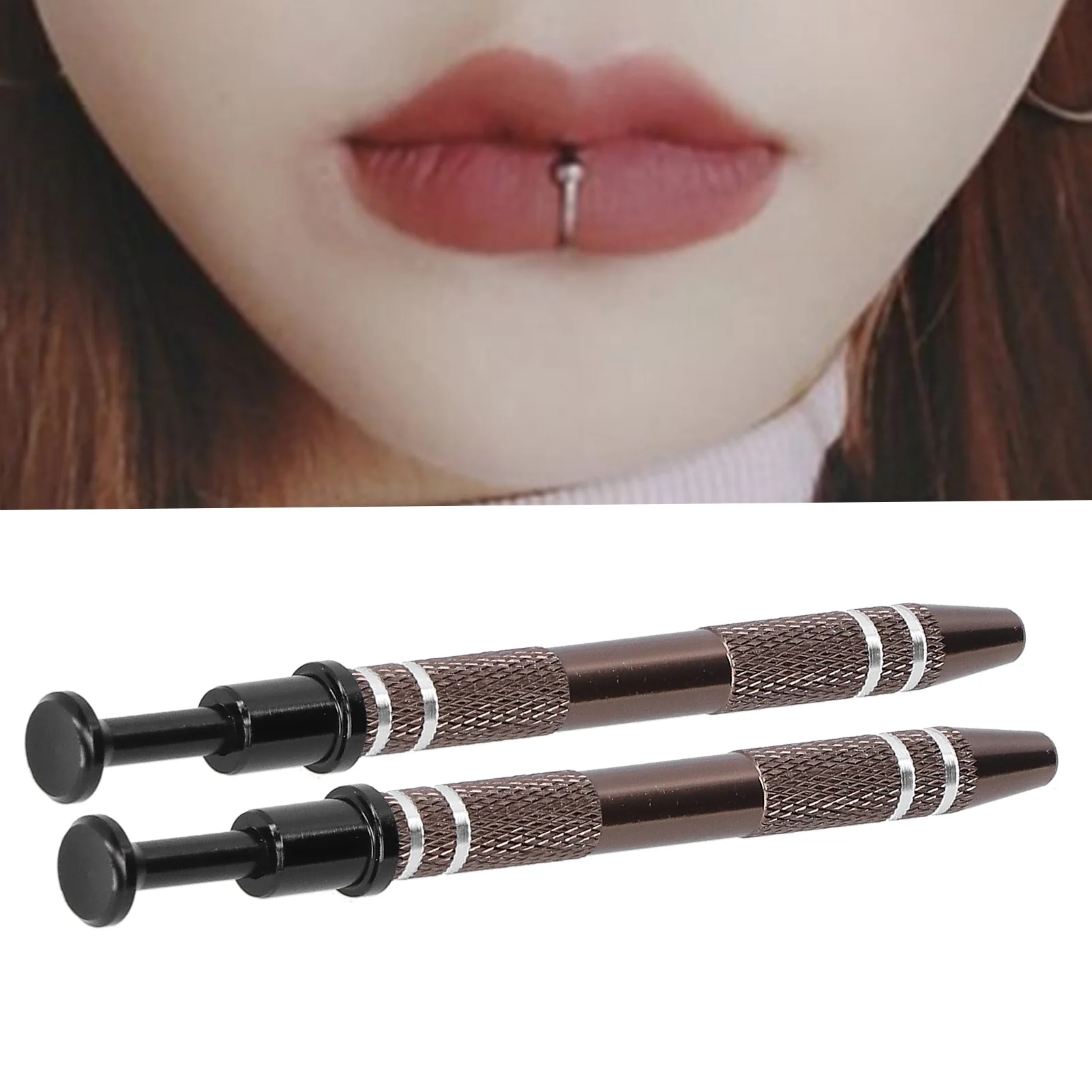 

2Pcs Easy To Use Knurled Handle Portable Body Piercing Accessories Alloy 4 Prongs Bead Holder Jewelry Bead Grasping Pick Up Tool