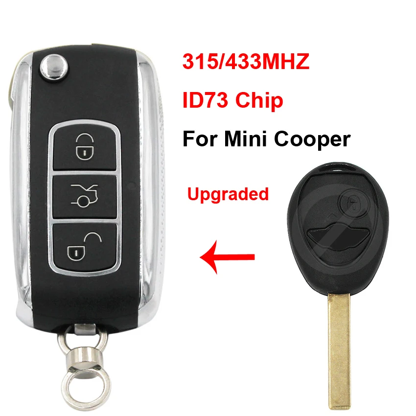 Складной флип улучшенная версия 315 МГц или 433 для BMW Mini Cooper Rover 75 2002 2003 2004 2005 с чипом
