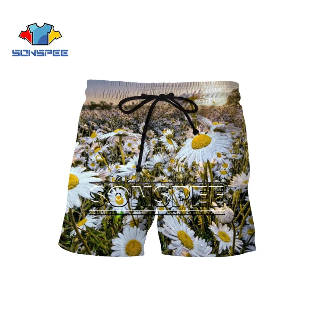 

SONSPEE Shorts Summer New Men Women Beach Short 3D Print Little Daisy Cute Street Fashion Sports Fitness Harajuku Casual Pants