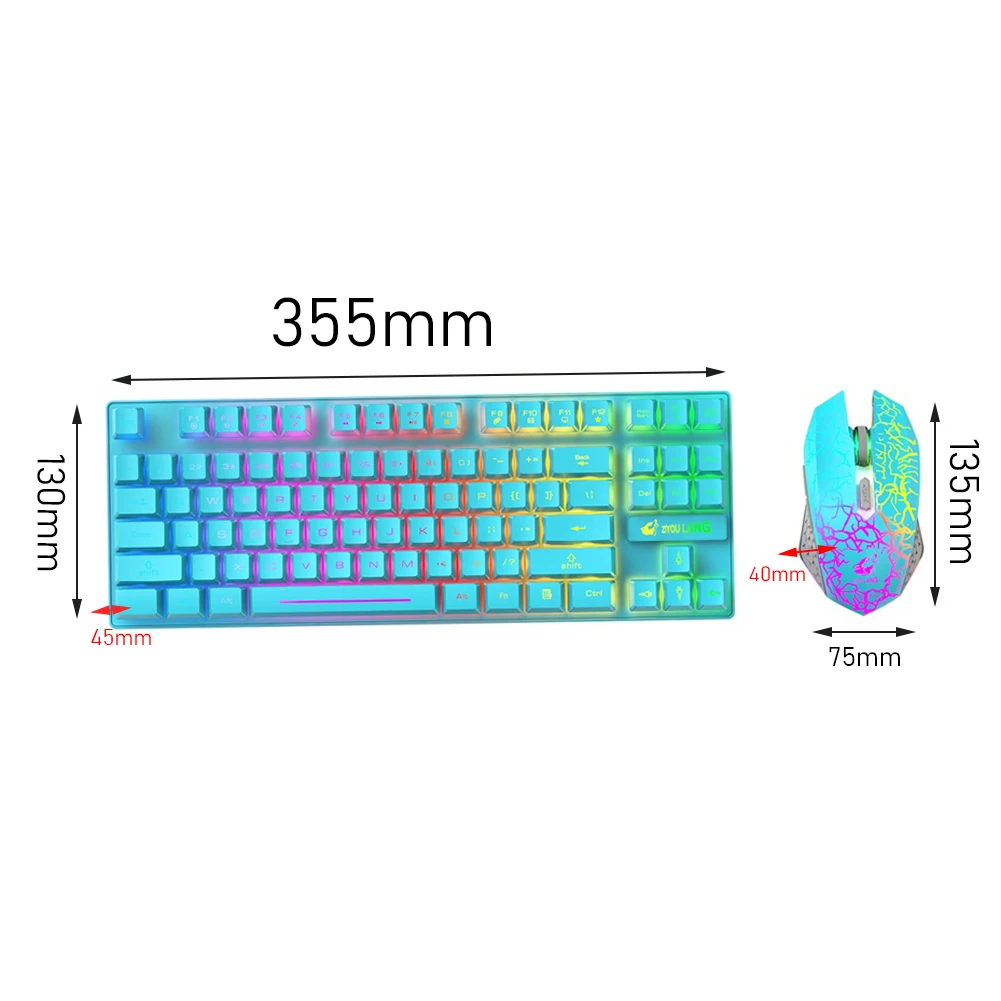 

6-key DPI wireless mechanical keyboard and mouse 2.4GHz adjustable RGB backlight 3 speed 2400 suitable for office games