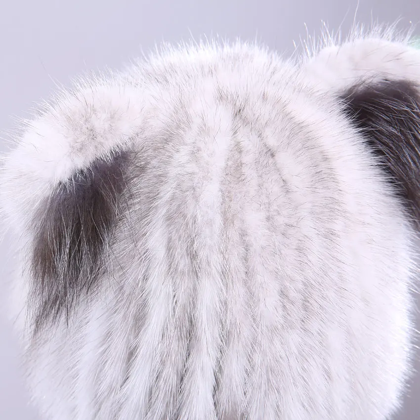 

ICYMI Natural Fur Hat Cute Cat Ears Winter Crystal Beanies Women Girl Hand-made Knitted Lined Real Mink Fur Hat Cap With Fox Fur