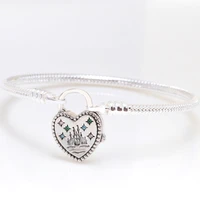 amas real 925 sterling silver castle childrens paradise heart shaped lock bracelet for women fit original brand