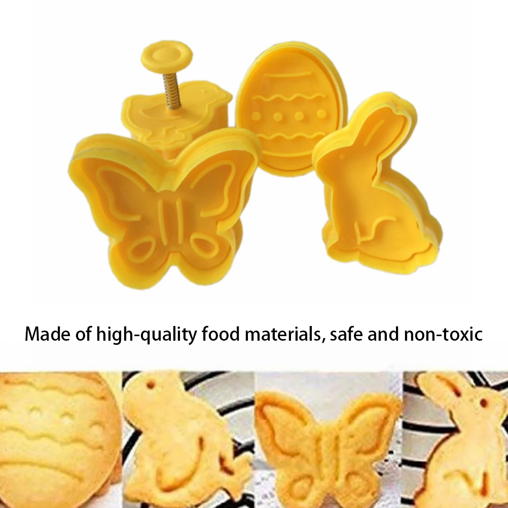 

4pcs/set Plastic Cookie Cutters Cute Butterfly Rabbit Chick Easter Egg Shape Fondant Cookie Cutter Biscuit Cake Mold Mould