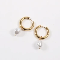 punk openable pearl pendants drop earrings stainless steel plated gold gift for women earing geometric accessories jewelry