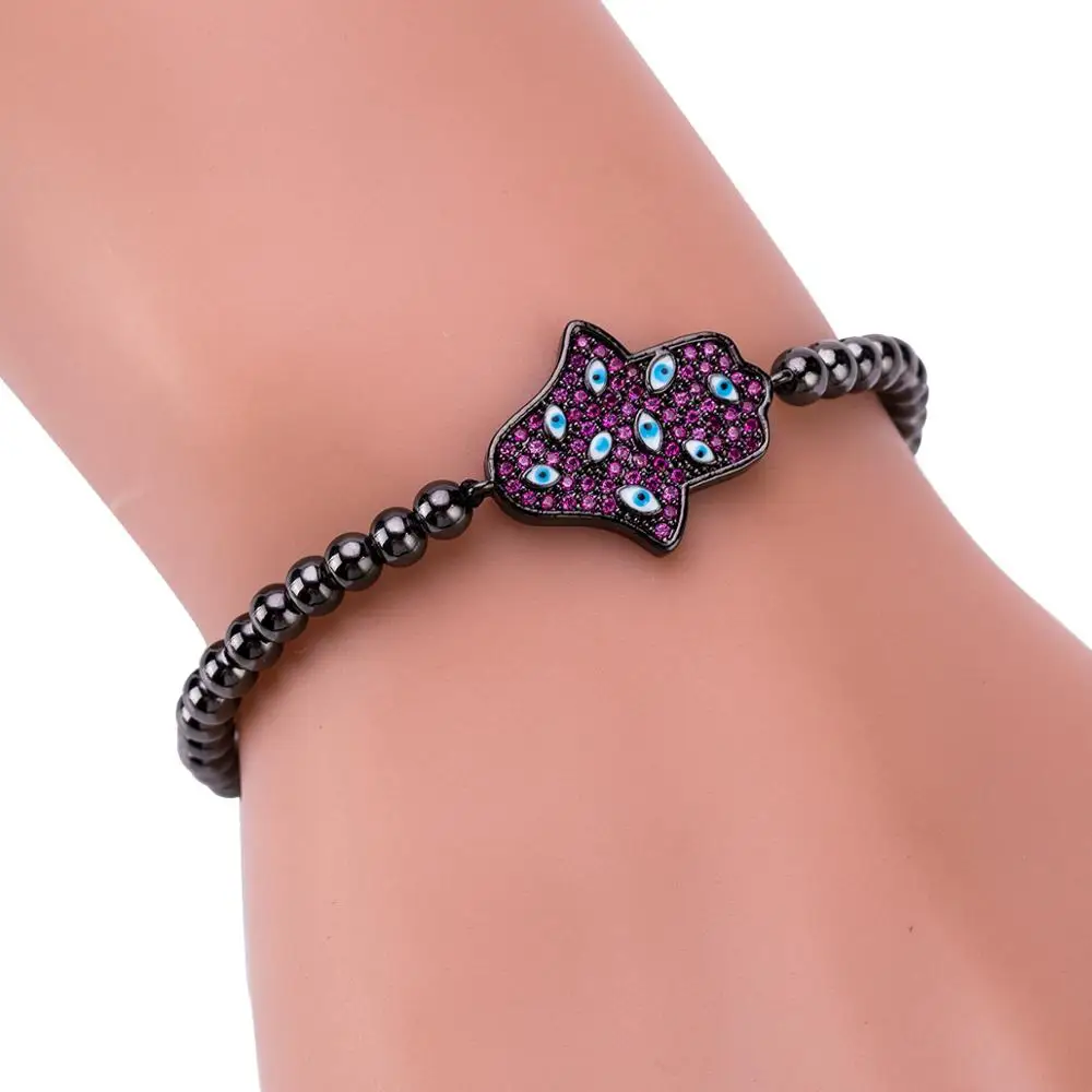 Золотистый браслет сглаза для женщин 2019 CZ Радуга Турецкая черная медь