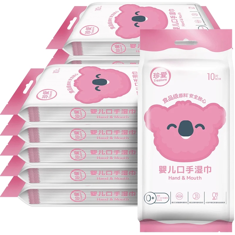 

10 Bags 100 Count Disposable Baby Wet Wipes, Individually Wrapped Cleansing Wipes For Baby, Safe Wet Tissue