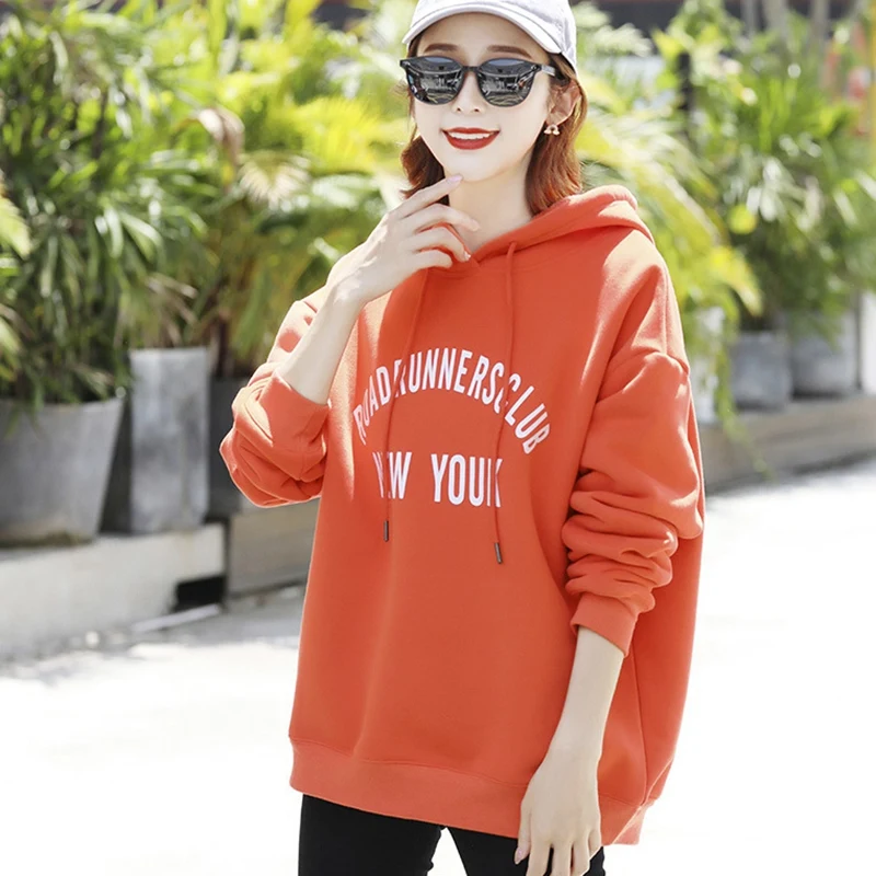

Women Letter Print Hoodie Korean Style Sweatshirt Cute Korean Casual Loose Short Sleeve Top
