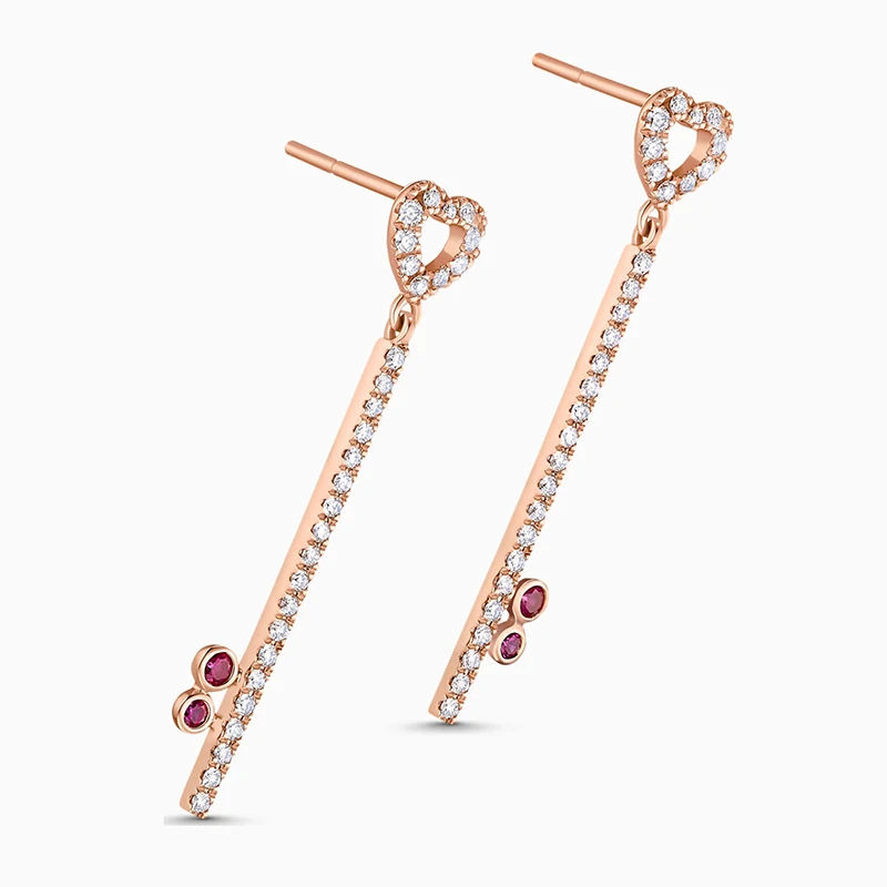 

2021 fashion SWA new heart-shaped LOCKMYHEART key earrings rose gold elegant love pendant crystal female romantic jewelry gift