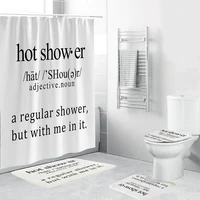 hot shower funny quote waterproof shower curtain minimalist white bathroom decor set 4 piece non slip mat toilet cover