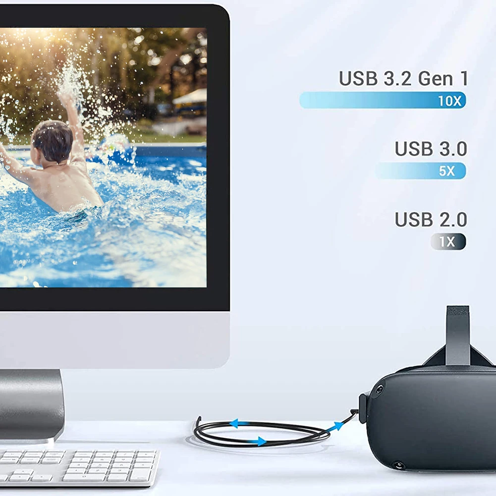 

5M Data Line Charging Cable For Oculus Quest 2 Link VR Headset USB 3.0 Type C Data Transfer USB To Type-C Cable VR Accessories