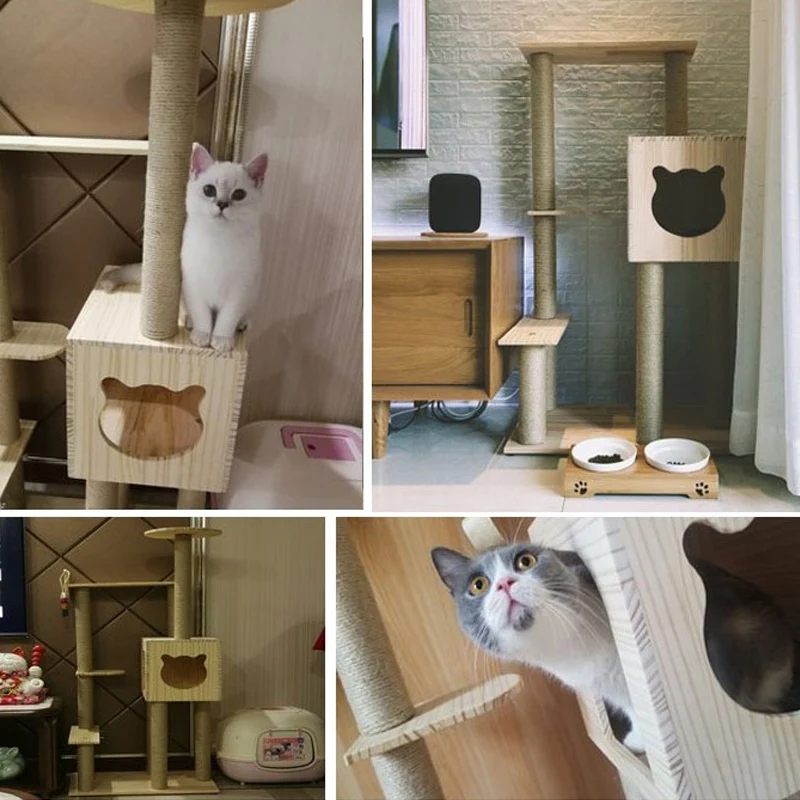 HEYPET кошка дерево башня мебель котенок игровой домик perches платформы лестницы кошачье дерево сизаль Когтеточка скалолазание рамка ПЭТ