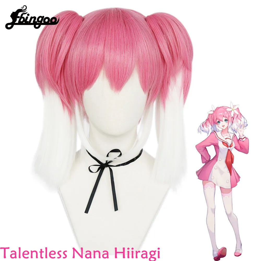 

【Ebingoo】Talentless Nana Hiiragi Cosplay Wig Gradient Pink Wigs with Twin Ponytails Heat Resistant Synthetic Hair Halloween