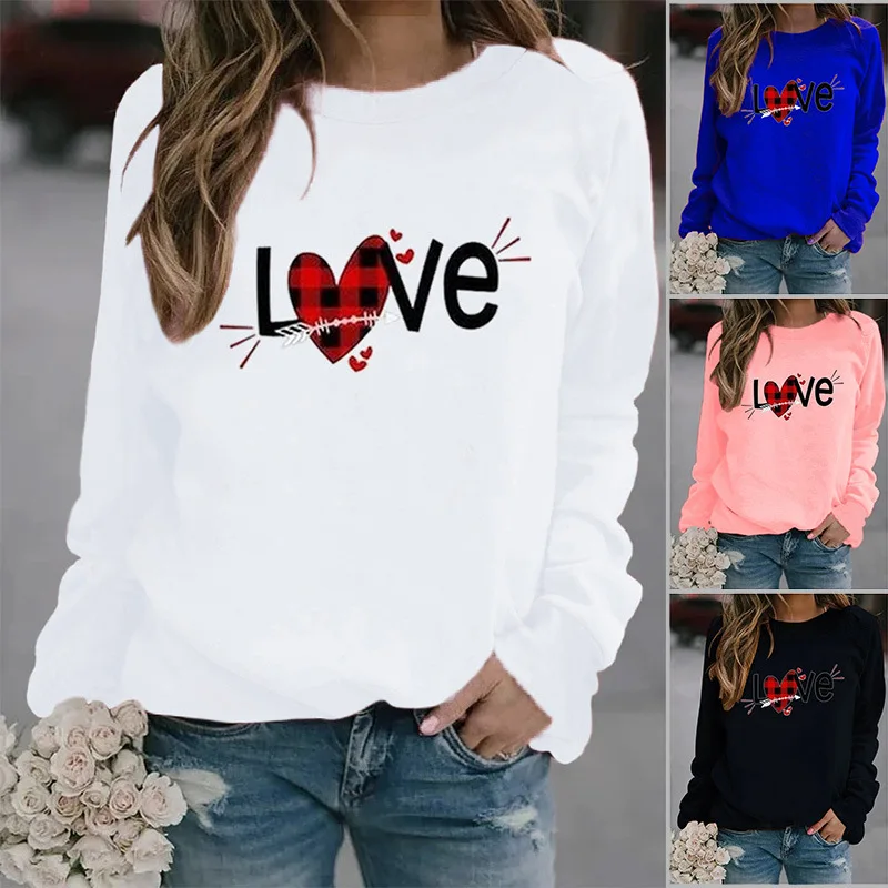 

Love Printed Hoodies Women Fleece Long Sleeve O Neck Loose Sweatshirt Girls Women Hoodie Pullovers Winter
