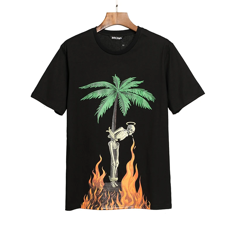 

Palm Angels coconut flame letter printing short-sleeved men women European American tide brand high street T-shirt PA-68