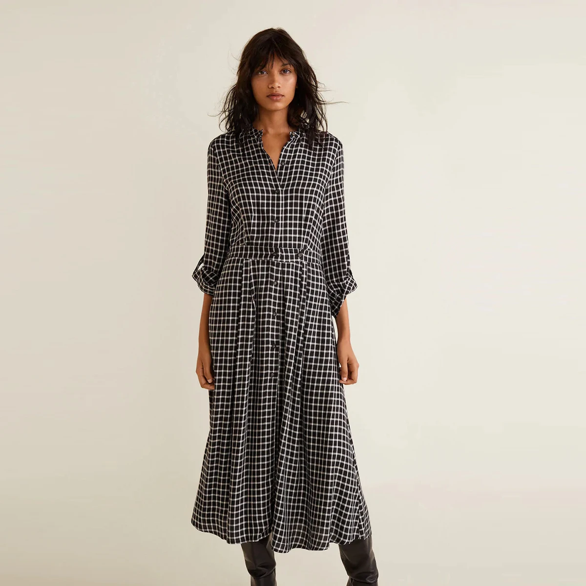 Женское Простое Повседневное платье рубашка в британском стиле элегантное