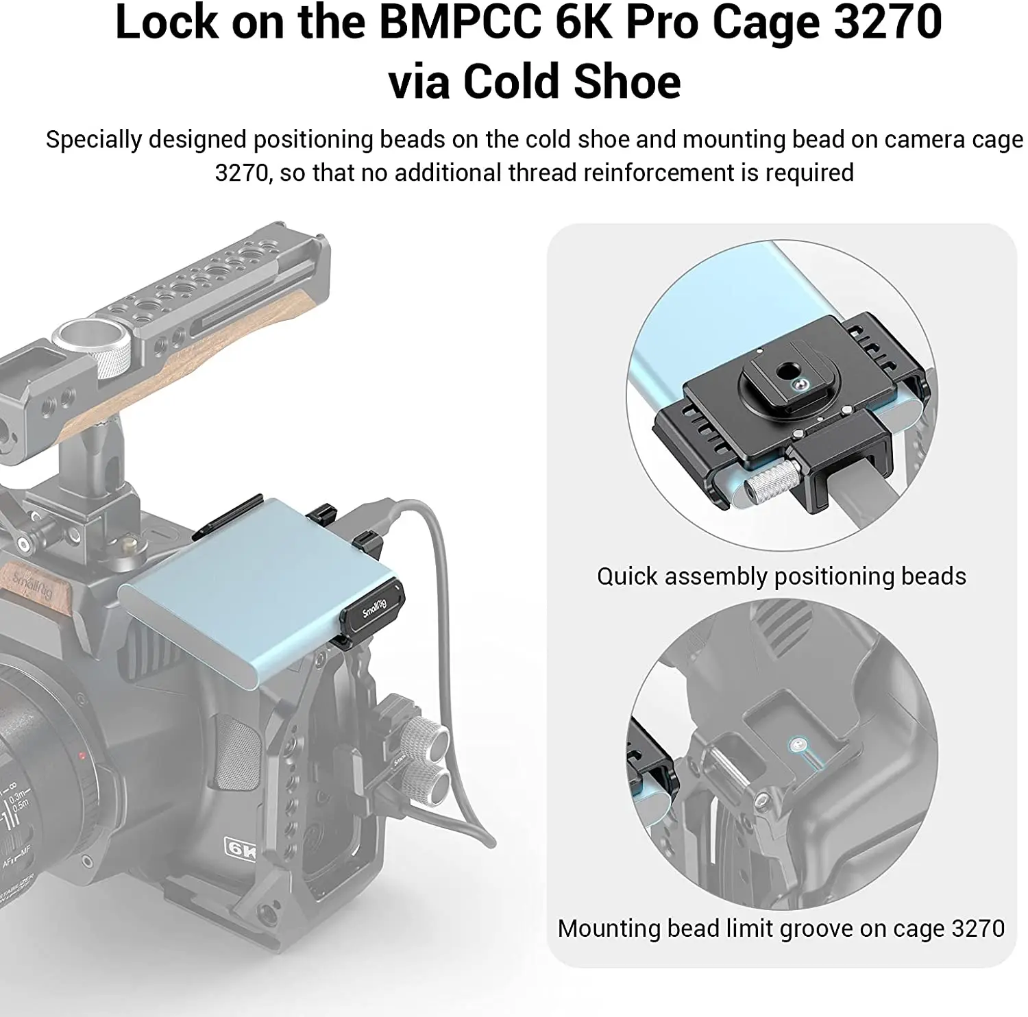 Крепление SmallRig T5/T7 SSD для BMPCC 6K PRO Samsung совместимое с Cage Pro 3272 | Электроника