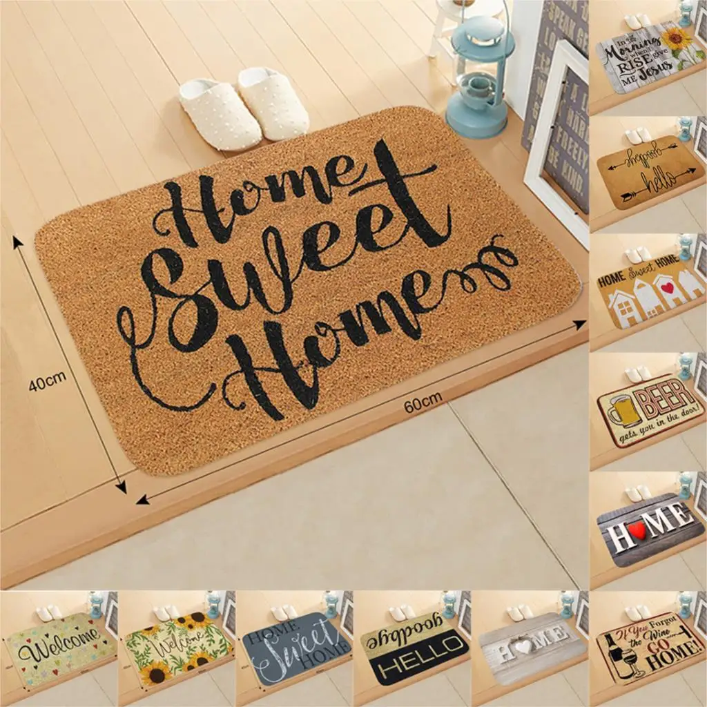 

40x60cm Bathroom Kitchen Floor Mat Welcome Sweet Home Letter Doormats Entrance Doormat Anti Slip Floor Mats For Living Rooms