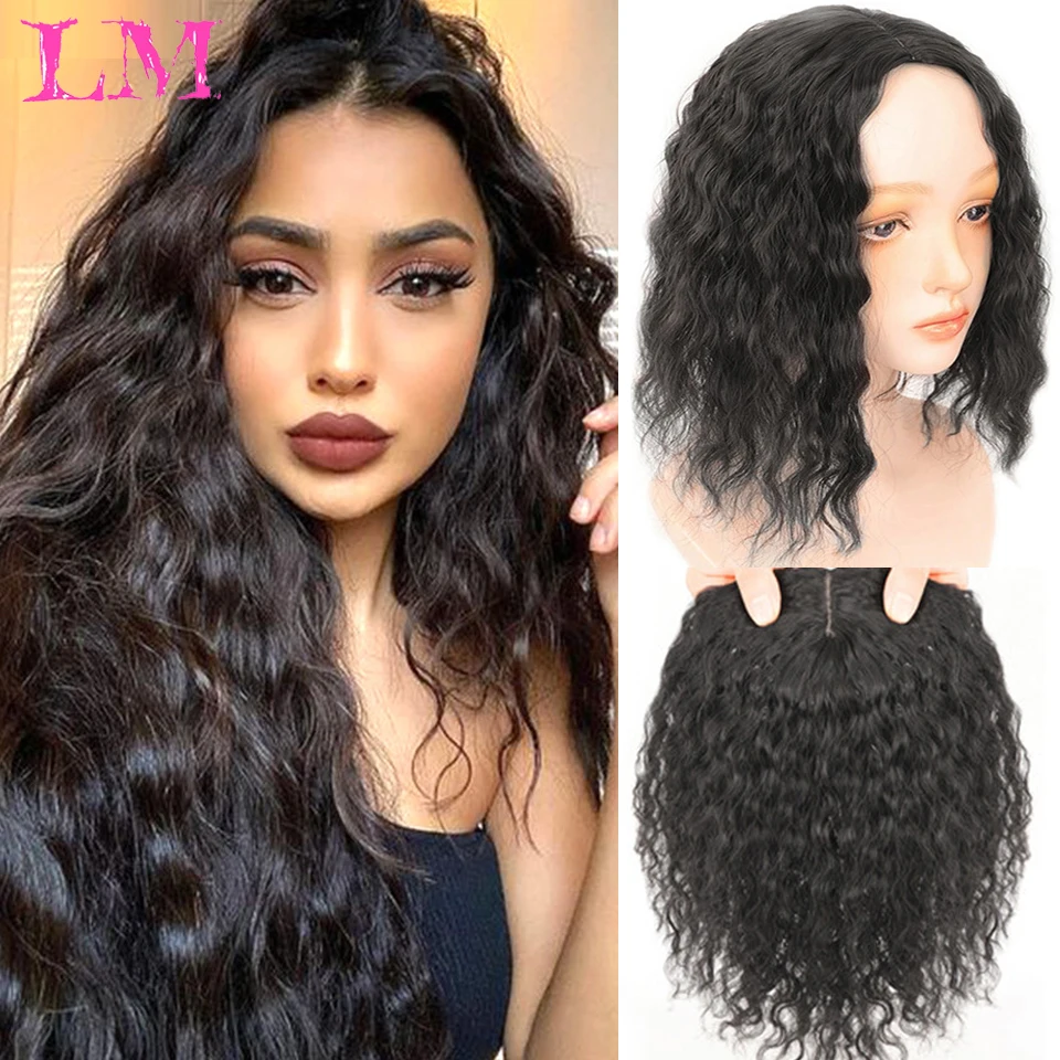 LM Long Curly Clip in Synthetic Hair Extensions Black Brown High Tempreture Golden Red Hair Piece Bulk Hair Extension