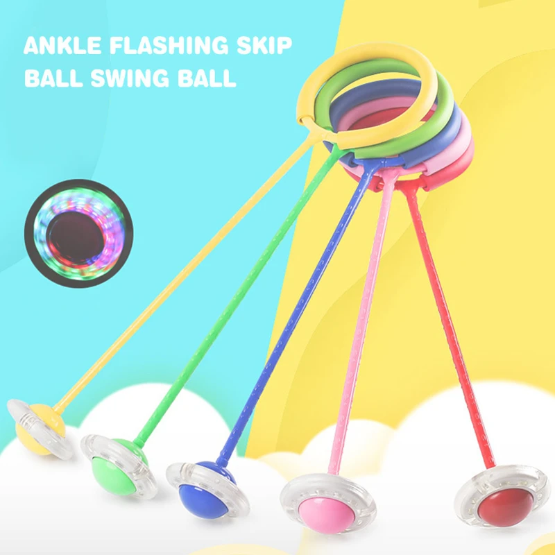 

Children Glowing Bouncing Balls One Foot Flashing Jumping Rope Ball Colorful Ankle Skip Ball Fitness Sports Swing Ball Toys