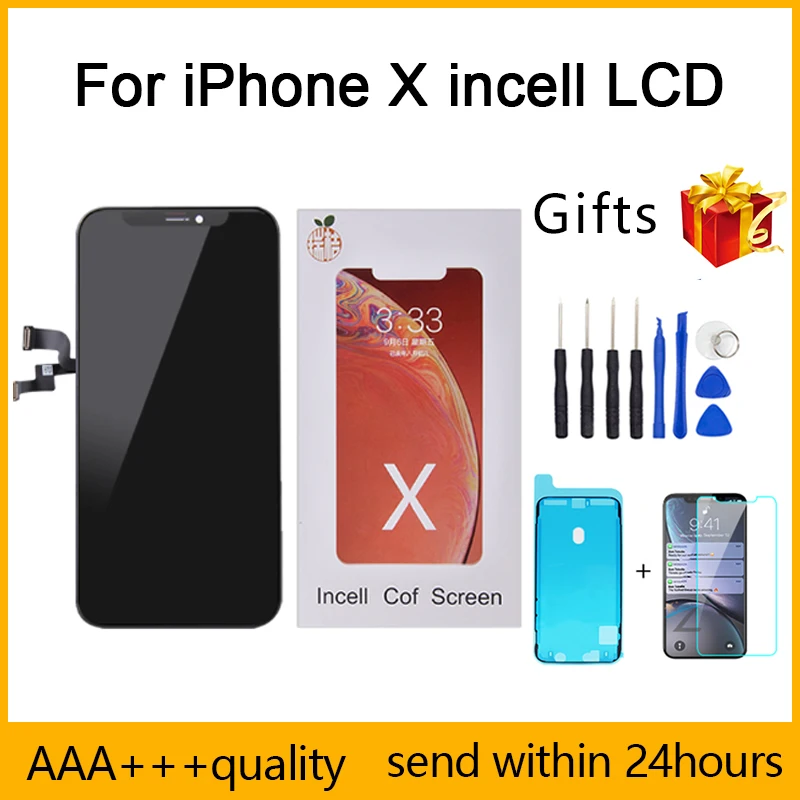 Pantalla LCD AAA +++ Incell 5,8 para iPhone X, repuesto de montaje de digitalizador, reparaci&oacute;n perfecta de tel&eacute;fono, 5 uds.-0