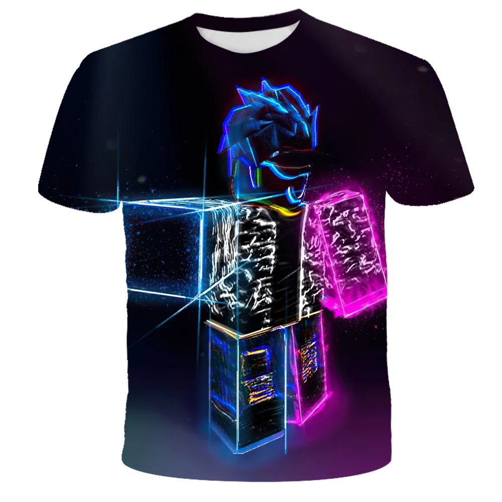 

Summer New Kawaii 3D printing Robloxing Game Boy/Girl Oversized T-Shirt Cartoon O-Neck Short-Sleeved Selling Fashion T-Shirts