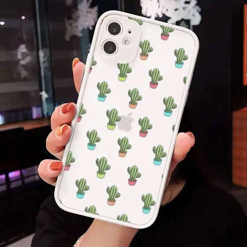 

Plant Cactus pattern Phone Case matte transparent For iphone 7 8 11 12 plus mini x xs xr pro max cover