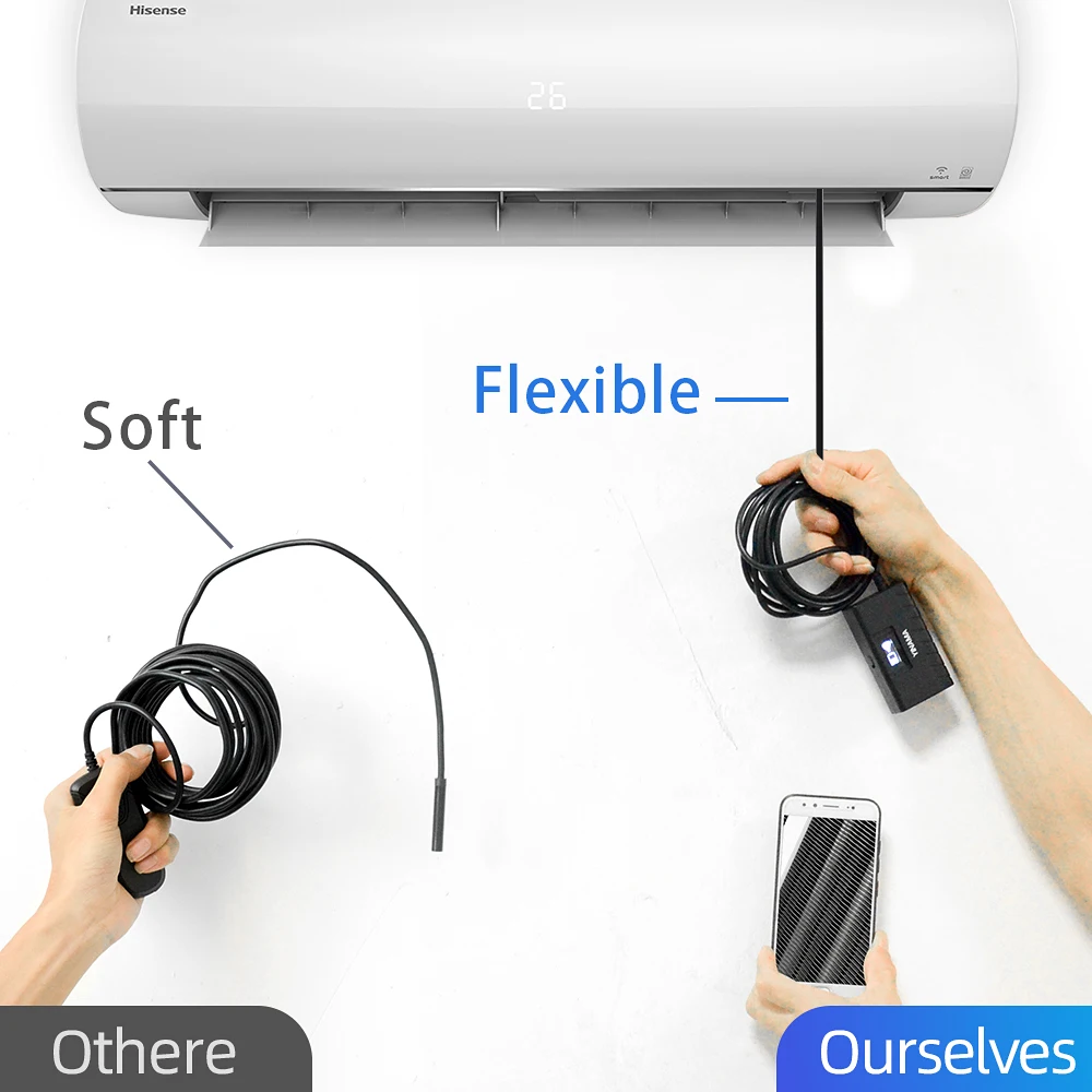 Промышленная камера-эндоскоп 5 мм с Wi-Fi степень защиты IP68 поворот на 360 ° |