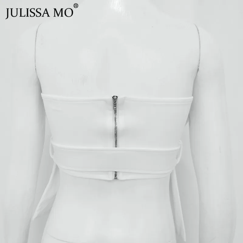 Julissa mo, летние женские топы с открытыми плечами, модные, без бретелек, без рукавов, тонкие сексуальные топы для женщин, повседневный укороченный Топ для женщин