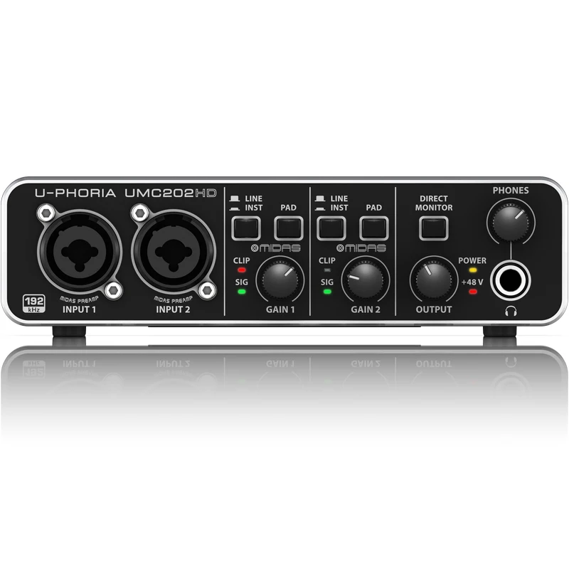 behringer umc202hd audio interface soundkarte elektrische gitarre live aufnahme externe professionelle focusrite scarlett 2i2 free global shipping