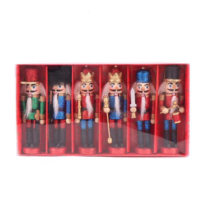 

12.5 cm Wooden Nutcracker Doll Soldier Miniature Figurines Vintage Handcraft Puppet New Year Christmas Ornaments Children Toys