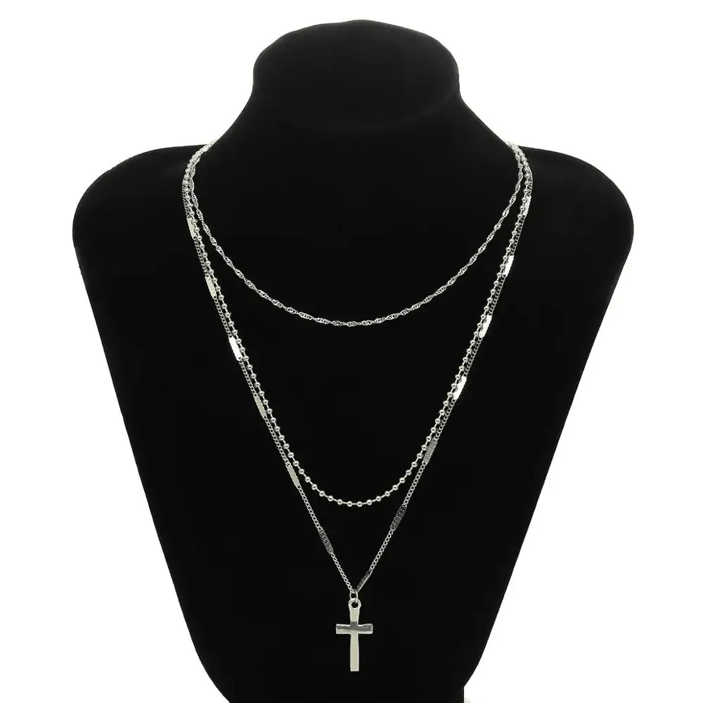 Women's Vintage Cross Multilayer Necklace Stylish and Simple Business Wild Clavicle Chain Jewelry | Украшения и аксессуары