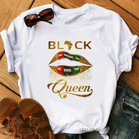 2021 black queen golden lips print women tshirts graphic tees women t shirt summer tops black girls female t shirt melanin shirt