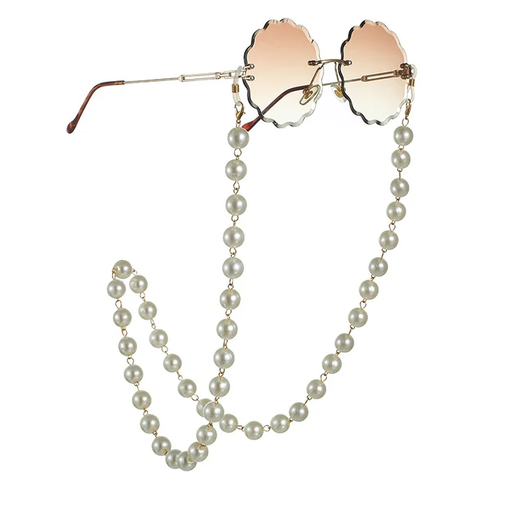 CH Big Pearl chain Модные солнцезащитные очки с цепочкой, держатель для женщин, солнцезащитные очки с цепочкой на шею, мужские жемчужные металлические очки с ремешком, аксессуары, cordon para gafas - Цвет: CH Big Pearl chain