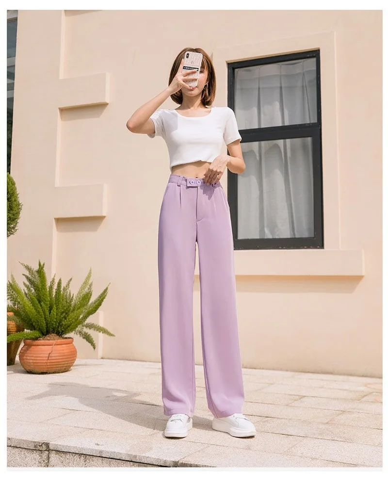 

Summer Women Pants Korean Fashion High Quality Pants High Waist Stylish Art Soft Streetwear Students Pants Harajuku