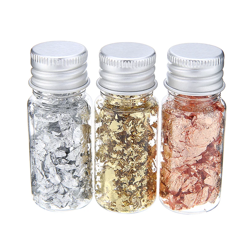 

3pcs Gold Silver Copper Color Foil Paper Decorating Foils Gliding Flakes For Jewelry Making Nail Art Paiting Materials