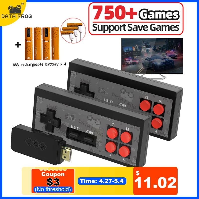 

Data Frog Video Games Console Wireless USB Handheld Retro Game Built In 1700+ NES 8 Bit Game Mini Console Dendy Game Console