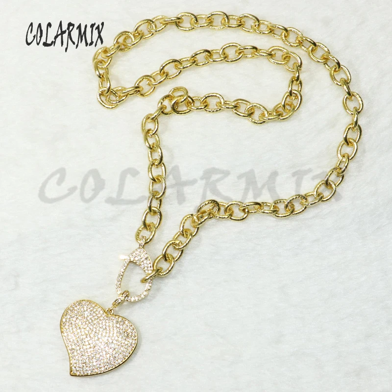 

3 strands Heart pendants necklace paved whole Zircon jewelry necklace link chain necklace fashion jewelry accessories 50528