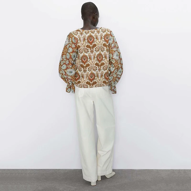 Женская толстовка с принтом подсолнуха ZA богемная круглым вырезом и