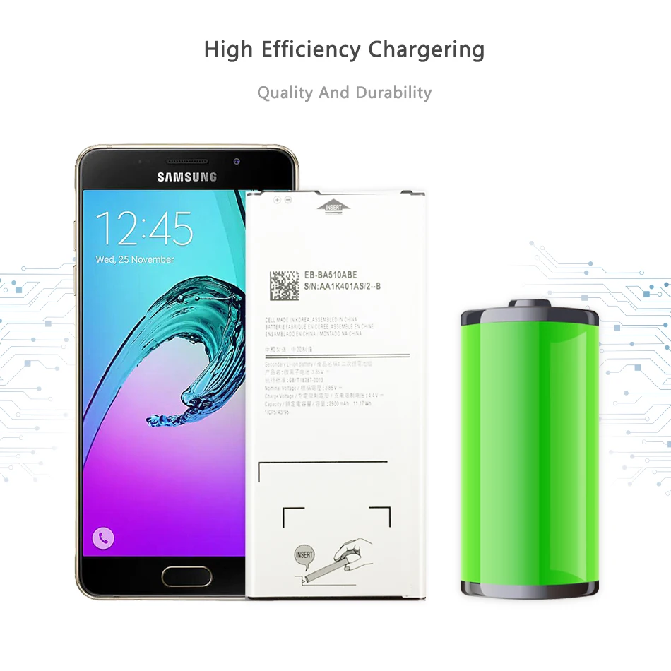 Мобильный телефон Батарея для Samsung Galaxy A5 A510 A510F A5100 A510M A510FD A510K A510S Батарея EB-BA510ABE 2900 мА-ч